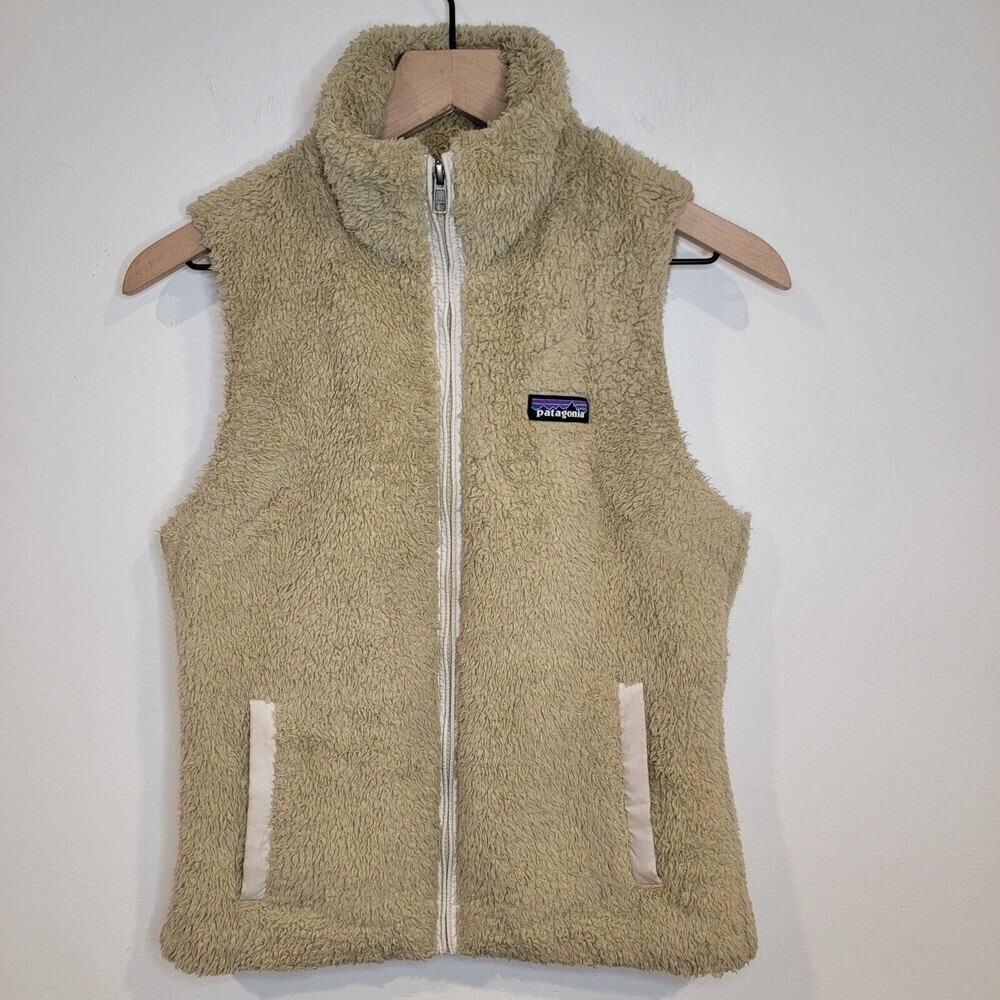 PATAGONIA Los Gatos Vest Sherpa Fleece Zip  El Cap Khaki Tan Womens Size S
